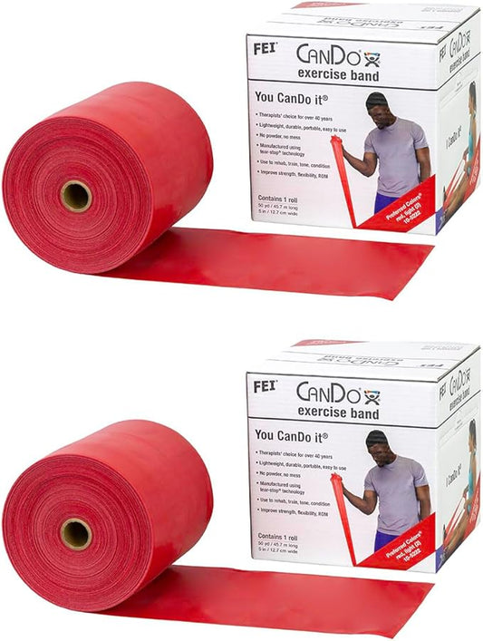 CanDo Twin-Pak Exercise Band, Red, 100 Yard