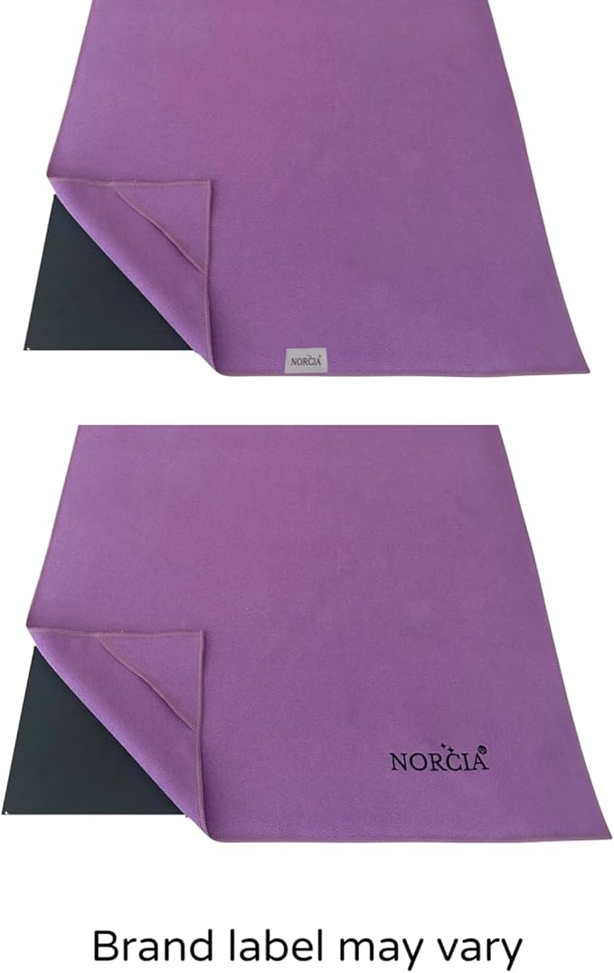 , Yoga Towel, Non Slip Hot Yoga Mat Towel with Corner Pockets, Mat-Sized 24" x 72", 100% Microfiber Sweat Absorbent, Perfect for Hot Yoga, Bikram, Pilates and Yoga Mats (Purple)