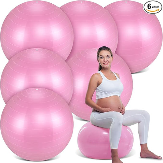 Hungdao 6 Pack Exercise Ball Bulk Inflatable Pregnancy & Workout Ball 22 Inch Heavy Duty Pilates Ball for Yoga Stretching Therapy Balance Physical Fitness