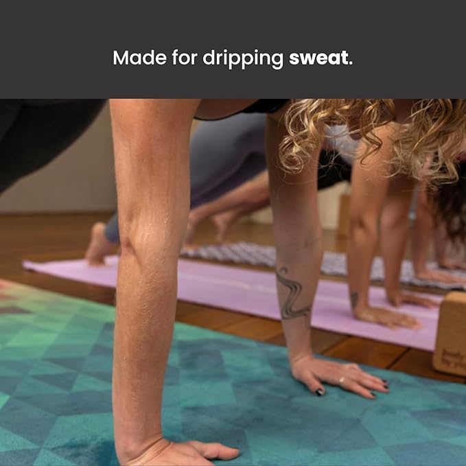 Yoga Grip Yoga Towel - Non Slip Hot Yoga Mat Towel With Corner Pockets, No-Skid Grip, and Built-in Alignment Lines | Soft, Moisture Wicking, and Sweat Absorbent | No Bunching, Stays in Place 72" x 25"
