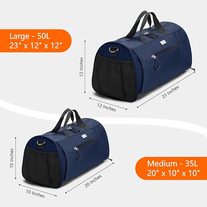TOPDesign Gym Bag for Women & Men, Unisex Duffel Bag with Shoe Compartment & Wet Pocket for Travel Sports Gym (M Blue)