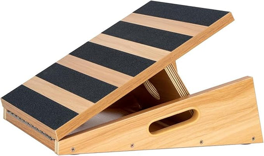 StrongTek Professional Wooden Slant Board, Adjustable Incline Board and Calf Stretcher, Partial-Coverage Design with Side Handle, 5 Angles, 500 lbs Capacity
