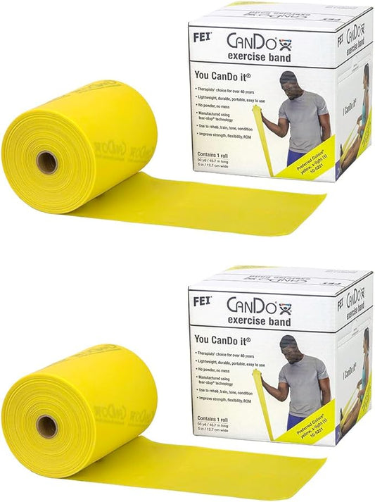 CanDo Twin-Pak Exercise Band, Yellow, 100 Yard