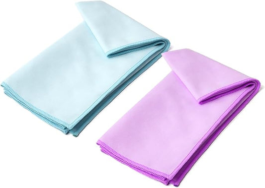 Eunzel 2 Pack Hot Yoga Microfiber Hand Towel Super Absorbent Sweat Towel for Hot Yoga, Pilates and Workout 16" x 26.5", Blue/Purple