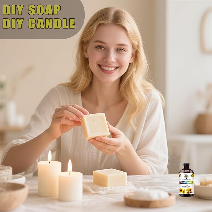 Sunflower Essential Oil (4 oz/120 ml) — Sunflower Oils for Aromatherapy, diffusers, humidifiers, Home fragrances, DIY Skincare, soap Making, DIY Candle Making, Relaxation, Yoga, and Meditation