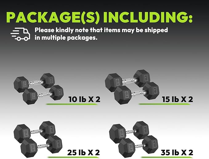 Hex Dumbbell 45-480 lb Set, Rubber Encased Exercise & Fitness Dumbbells for Home Gym, Hand Weights for Strength Training