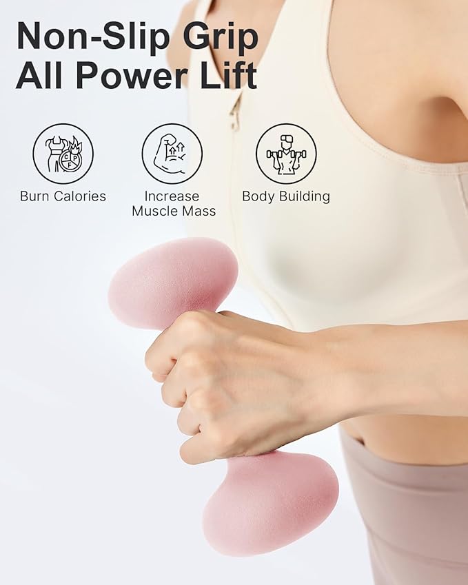 YOTTOY Dumbbell Set of 2,2-15 Pound Hand Weights for Women, Non-Slip Hand Weights for Home Gym, Strength Training, and Full-Body Workouts