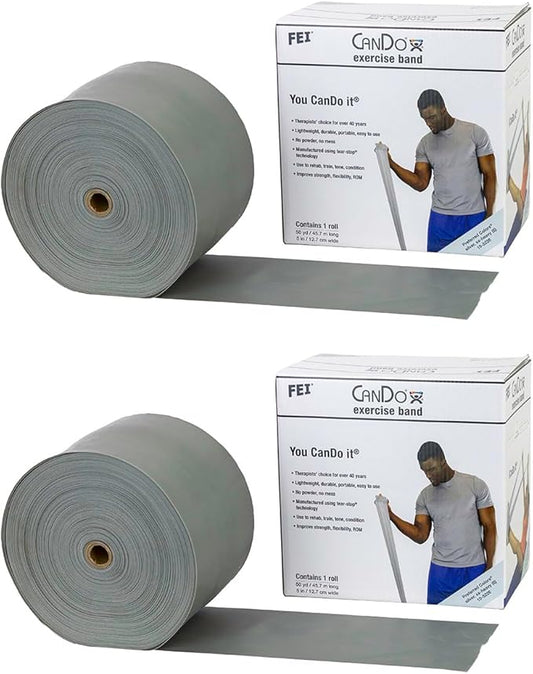 CanDo Twin-Pak Exercise Band, Silver, 100 Yard