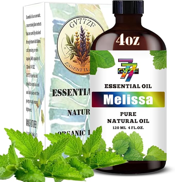 Melissa Essential Oil (4 oz/120 ml) — Melissa Oils for Aromatherapy, diffusers, humidifiers, Home fragrances, DIY Skincare, soap Making, DIY Candle Making, Relaxation, Yoga, and Meditation
