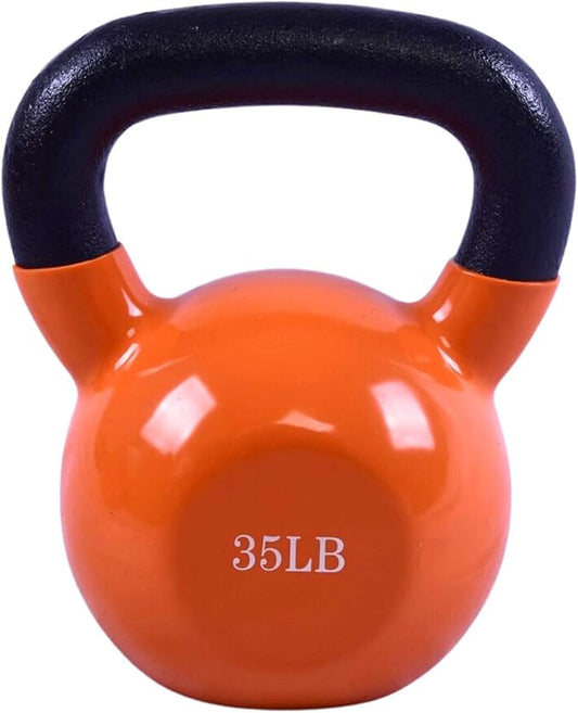 Vinyl Coated Kettlebell - Choose 20, 25, 30, 35, 40, 45 Lbs - Durable, Non-Slip Grip for Home Gym, CrossFit, Strength Training