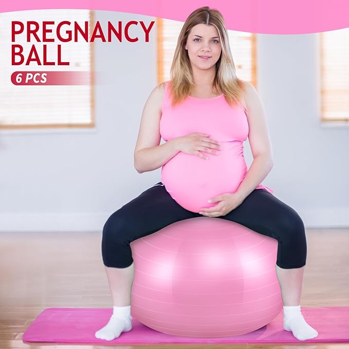 Hungdao 6 Pack Exercise Ball Bulk Inflatable Pregnancy & Workout Ball 22 Inch Heavy Duty Pilates Ball for Yoga Stretching Therapy Balance Physical Fitness