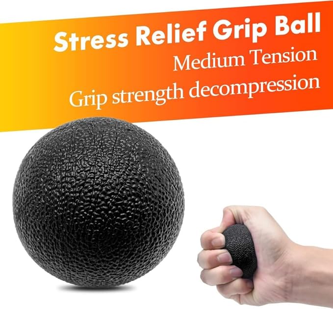 Grip Strength Trainer 7 Pack Adjustable, Finger Stretcher Resistance Extensor Bands, Finger Exerciser, Hand Gripper Strength Ring & Stress Ball