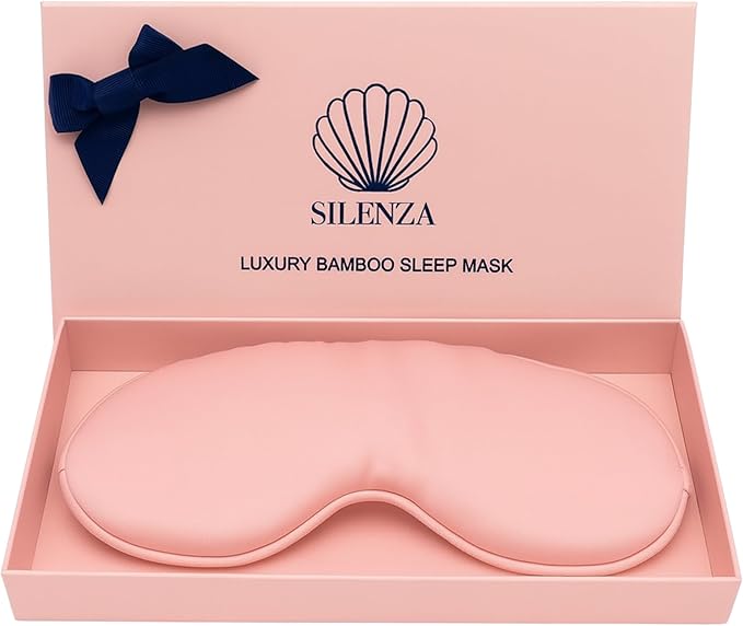 Luxury Bamboo Sleep Mask – Ultra-Soft Cooling Eye Mask for 100% Light Blocking, Adjustable Comfort Strap, Perfect for Travel & Better Sleep (Blush)