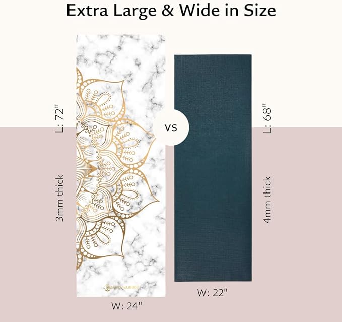 Shakti Warrior Suede yoga mat - Premium Printed Natural Eco-friendly Non-Slip Mat Great for Hot Yoga, Pilates, Workouts (72 inch x 24 inch x 3mm thick)