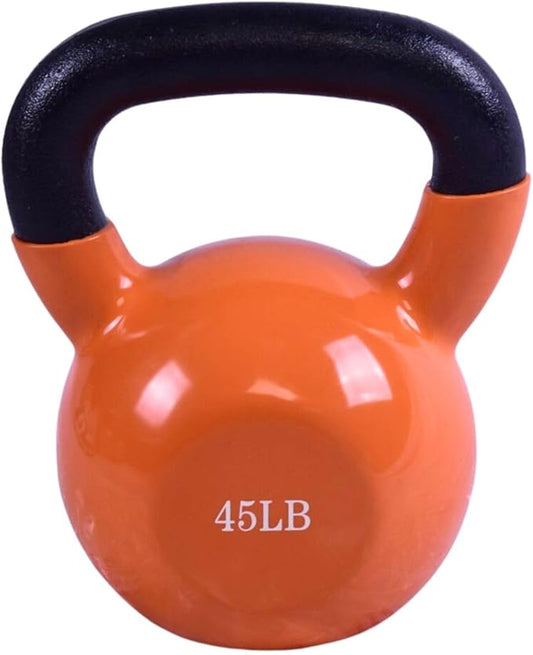 Vinyl Coated Kettlebell - Choose 20, 25, 30, 35, 40, 45 Lbs - Durable, Non-Slip Grip for Home Gym, CrossFit, Strength Training