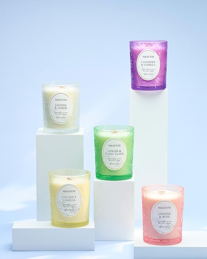 M&SENSE Sage Citrus Scented Candle, Cracking Wooden Wick Soy Wax, 18oz 100 Hours Long Lasting Clean Burn, Large Jar Candles for Home Decor, Non-Toxic Relaxing Aromatherapy Gifts for Women