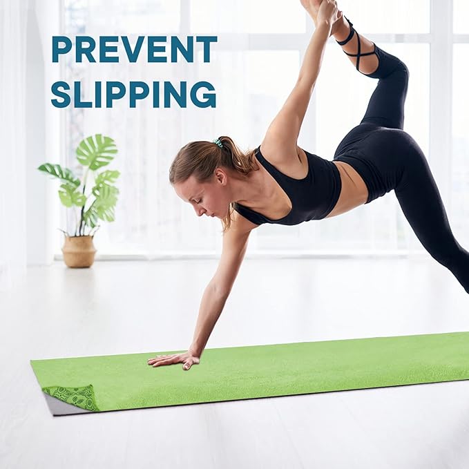 Yoga Towels, Non Slip Hot Yoga Mat Towel with Grip Dots,Super-Absorbent Soft Microfiber Yoga Blanket for Pilates, Fitness and Workout 72inch x 24inch