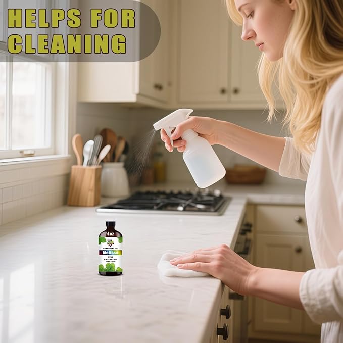 Melissa Essential Oil (4 oz/120 ml) — Melissa Oils for Aromatherapy, diffusers, humidifiers, Home fragrances, DIY Skincare, soap Making, DIY Candle Making, Relaxation, Yoga, and Meditation