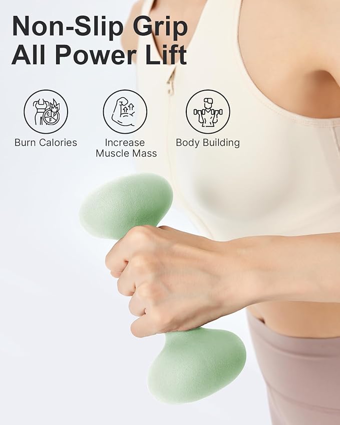 YOTTOY Dumbbell Set of 2,2-15 Pound Hand Weights for Women, Non-Slip Hand Weights for Home Gym, Strength Training, and Full-Body Workouts