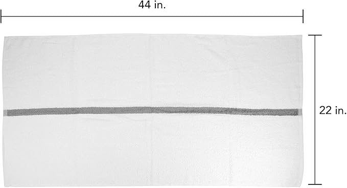 Arkwright White Bath Gym Towel - Case of 60 - Bulk 100% Cotton Soft Quick Dry Sweat Absorbent Hotel Quality Towels for Workout, Bathroom, Spa, Pool, 22 x 44 in, Grey