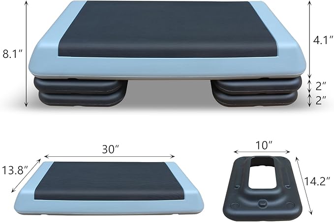 Aerobic Step Platform 30" × 14" Height Adjustable Workout Step for Fitness Strength Training with Risers Exercise Platform for Home Gym