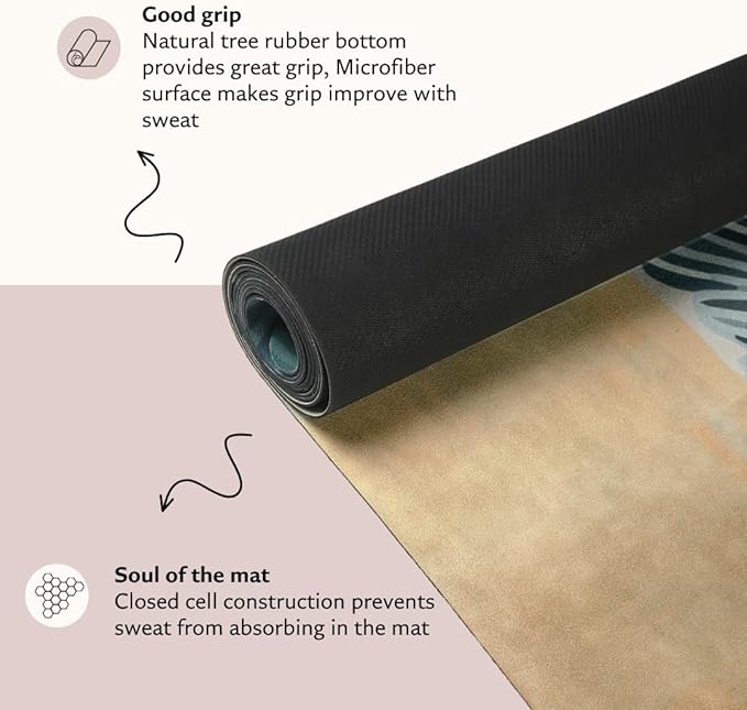 Shakti Warrior Suede yoga mat - Premium Printed Natural Eco-friendly Non-Slip Mat Great for Hot Yoga, Pilates, Workouts (72 inch x 24 inch x 3mm thick)