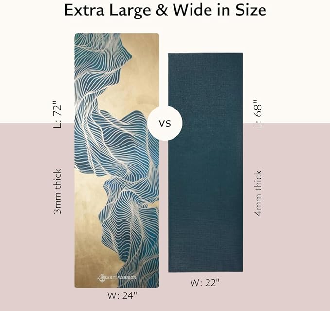 Shakti Warrior Suede yoga mat - Premium Printed Natural Eco-friendly Non-Slip Mat Great for Hot Yoga, Pilates, Workouts (72 inch x 24 inch x 3mm thick)