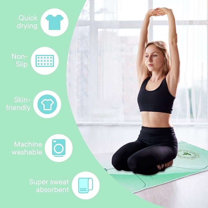 Yoga Towels, Non Slip Hot Yoga Mat Towel with Grip Dots,Super-Absorbent Soft Microfiber Yoga Blanket for Pilates, Fitness and Workout 72inch x 24inch
