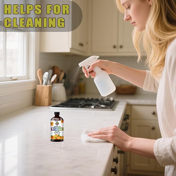 Orange Essential Oil (4 oz/120 ml) — Orange Oils for Aromatherapy, diffusers, humidifiers, Home fragrances, DIY Skincare, soap Making, DIY Candle Making, Relaxation, Yoga, and Meditation