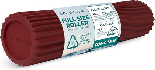 Oceanfoam Tidal Roller - Maroon - Muscle Massage Foam Roller for Back Pain & Stretching - Firm and Ergonomic Wide Wave Textured - Yoga, Athletics, & Wellness - Full Size, 20" x 5"