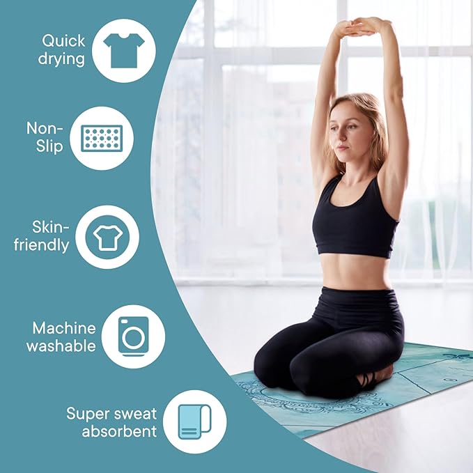 Yoga Towels, Non Slip Hot Yoga Mat Towel with Grip Dots,Super-Absorbent Soft Microfiber Yoga Blanket for Pilates, Fitness and Workout 72inch x 24inch