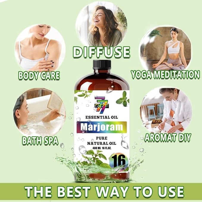 Marjoram Essential Oil (16 oz / 480 ml) – Marjoram Oils for diffusers, humidifiers, Home Baths, Cleaning Products, Yoga, DIY Soaps and DIY Scented Candles