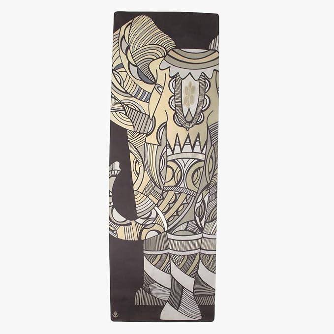 Shakti Warrior Suede yoga mat - Premium Printed Natural Eco-friendly Non-Slip Mat Great for Hot Yoga, Pilates, Workouts (72 inch x 24 inch x 3mm thick)