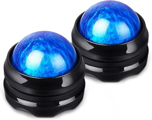 2-Pack Manual Massage Balls, Roller Back Massager Great for Relax, Deep Tissue Massage Tool to Relief Full Body, Sore Muscle, Neck, Shoulders, Feet, Joint Pain, Stiffness(Blue)