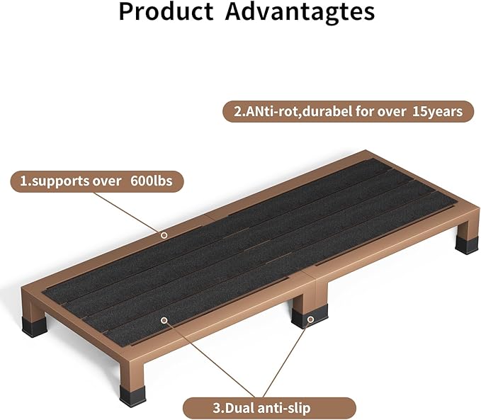 One Step Stool Platform 3.8" Height for Adults, Kids. Heavy Duty/Portable/Nonslip/Durable Construction Safe Step Stool for Bedroom/Kitchen Bed, Bathroom,Kitchen，Garden