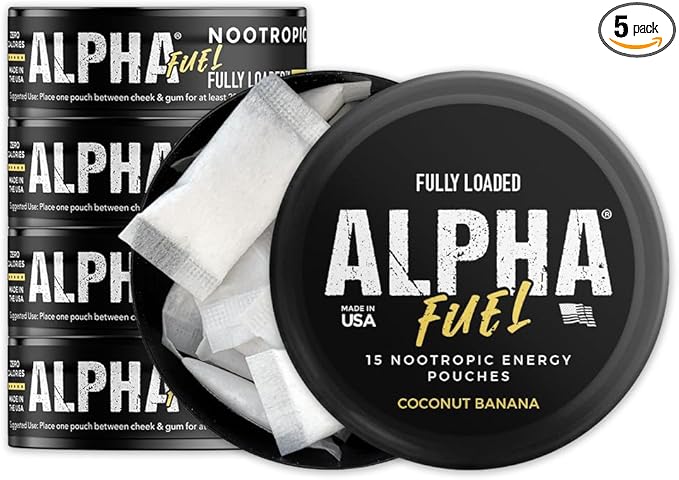 Fully Loaded Alpha Fuel Nootropic Pouches (Coconut Banana Fuel) - Nootropic Energy Pouches with Caffeine, Alpha GPC, Tyrosine, Taurine, Guarana and More