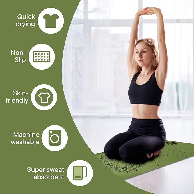 Yoga Towels, Non Slip Hot Yoga Mat Towel with Grip Dots,Super-Absorbent Soft Microfiber Yoga Blanket for Pilates, Fitness and Workout 72inch x 24inch
