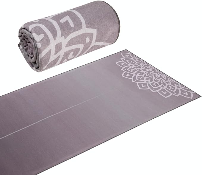 Yoga Grip Yoga Towel - Non Slip Hot Yoga Mat Towel With Corner Pockets, No-Skid Grip, and Built-in Alignment Lines | Soft, Moisture Wicking, and Sweat Absorbent | No Bunching, Stays in Place 72" x 25"