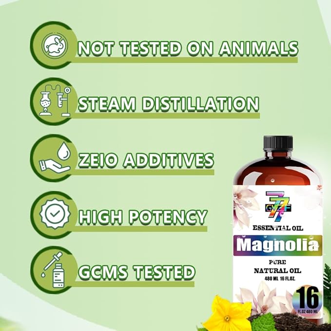 Magnolia Essential Oil (16 oz / 480 ml) – Magnolia Oils for diffusers, humidifiers, Home Baths, Cleaning Products, Yoga, DIY Soaps and DIY Scented Candles