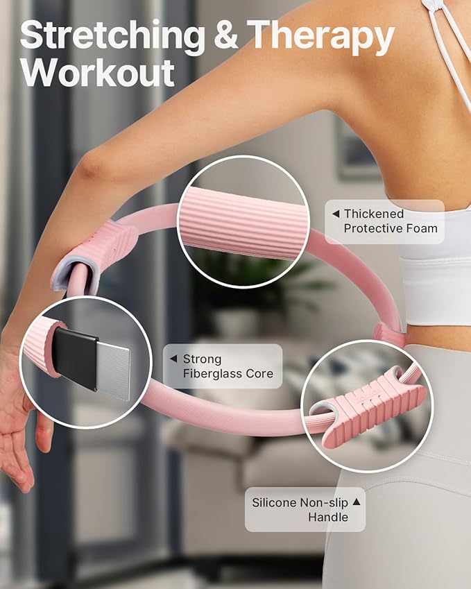 YOTTOY Pilates Ring,15 Inch Magic Circle Ring for Women Thighs,Core and Arms,Exercise Ring Pilates Equipment for Home Workout & Yoga Equipment
