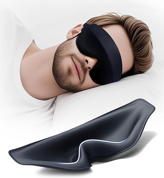 Sleep Mask with 3D Contoured Memory Foam, Zero Light Leakage Nose Bridge, Breathable Eye Cover for Side Sleepers, Travel, Office Nap & Insomnia Relief，Black