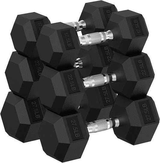 Hex Dumbbell Set, 30-480 lb Set Rubber Encased Exercise & Fitness Dumbbells, Weights Dumbbells Set, Hand Weight for Strength Training