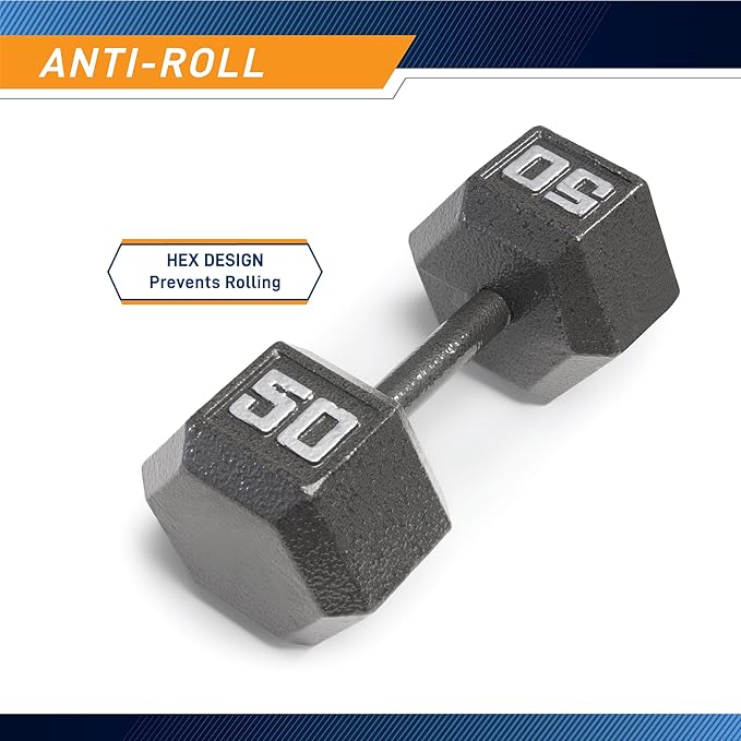 Marcy Cast Iron Hex Dumbbells Collection - Available size from 3-lb to 100-lb, SOLD INDIVIDUALLY