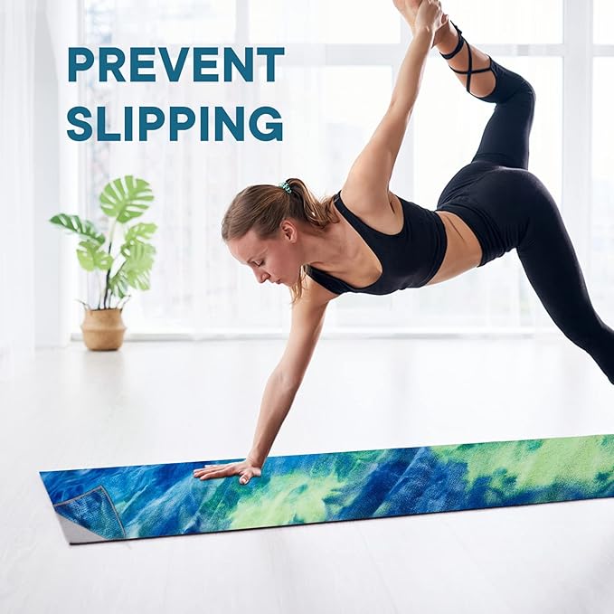 Yoga Towels, Non Slip Hot Yoga Mat Towel with Grip Dots,Super-Absorbent Soft Microfiber Yoga Blanket for Pilates, Fitness and Workout 72inch x 24inch