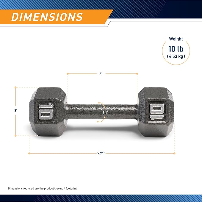 Marcy Cast Iron Hex Dumbbells Collection - Available size from 3-lb to 100-lb, SOLD INDIVIDUALLY