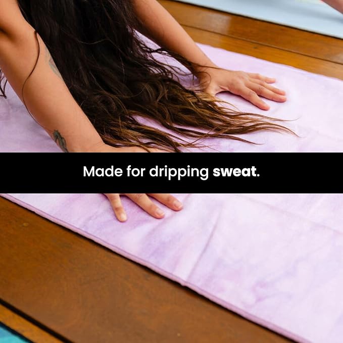 Yoga Grip Yoga Towel - Non Slip Hot Yoga Mat Towel With Corner Pockets, No-Skid Grip, and Built-in Alignment Lines | Soft, Moisture Wicking, and Sweat Absorbent | No Bunching, Stays in Place 72" x 25"