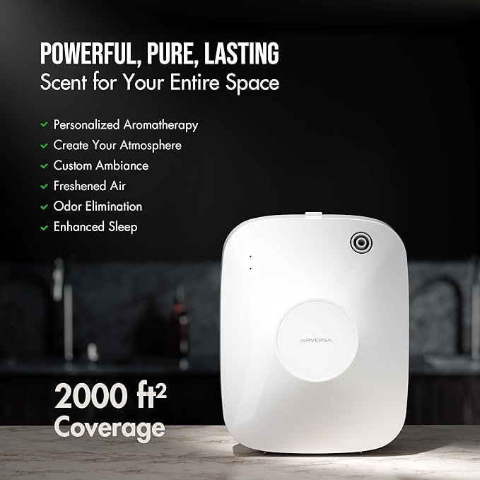 Smart Scent Air Machine with 400mL Capacity Up to 2000 sq ft Waterless Diffuser for Essential Oils for Home and Commercial Spaces, Aromatherapy Scent Diffuser for Large Rooms, White ANA