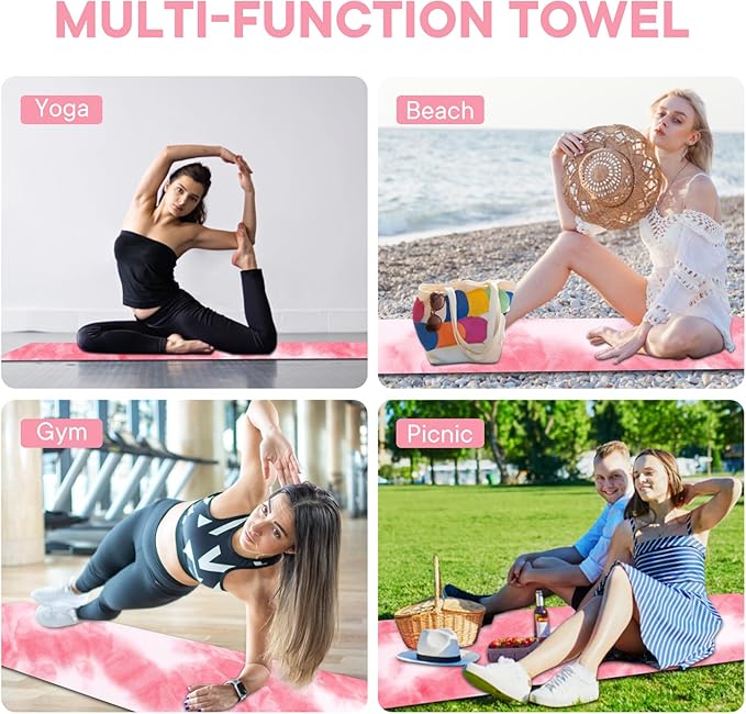 Yoga Towels, Non Slip Hot Yoga Mat Towel with Grip Dots,Super-Absorbent Soft Microfiber Yoga Blanket for Pilates, Fitness and Workout 72inch x 24inch