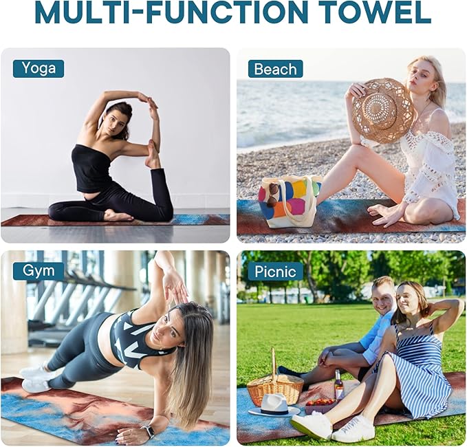 Yoga Towels, Non Slip Hot Yoga Mat Towel with Grip Dots,Super-Absorbent Soft Microfiber Yoga Blanket for Pilates, Fitness and Workout 72inch x 24inch