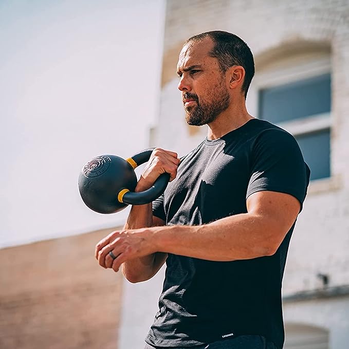 Kettlebell Kings Powder Coated Kettlebell Weights 5-90 LB | Workout Gym Equipment & Strength training sets for Women & Men | Durable Coating for Grip Strength, Rust Prevention